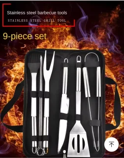 Barbecue Kit Compleet 9-Delig Met Draagtasje