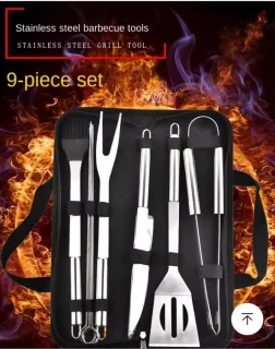 Barbecue Kit Compleet 9-Delig Met Draagtasje
