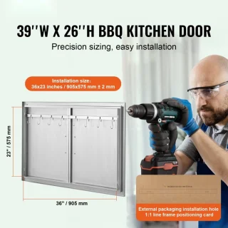 BBQ Buitenkeuken Dubbele Inbouwdeur 99x66 cm