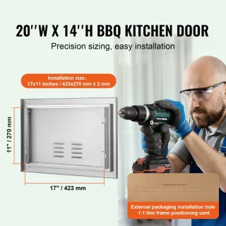 Bbq Toegangsdeur 508x356mm RVS Enkele Buitenkeukendeur