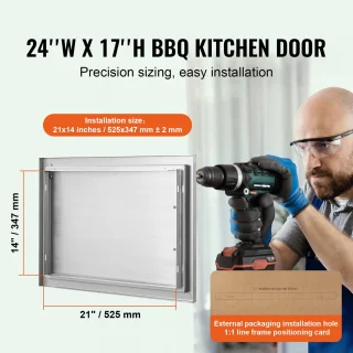 Bbq Toegangsdeur Enkele Buitenkeukendeur 610 x 432 mm RVS