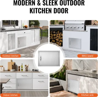 Bbq Toegangsdeur Enkele Buitenkeukendeur 610 x 432 mm RVS