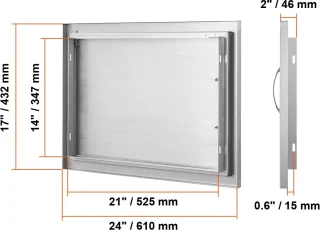 Bbq Toegangsdeur Enkele Buitenkeukendeur 610 x 432 mm RVS