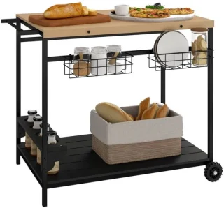 BBQ trolley naturel zwart
