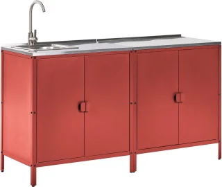 De BELIANI VILAMA - Tuinkeukenkast 2-delig Rood in één oogopslag