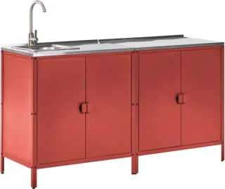 BELIANI VILAMA: compacte en stijlvolle 2-delige tuinkeuken in het rood