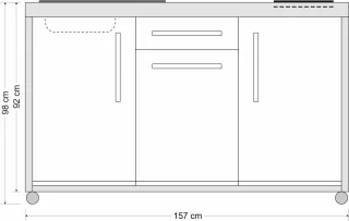 BeNeLux Stengel MO150 S Minikeuken Outdoor Metal Lei Grijs