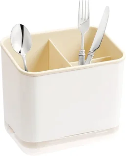 Bestek Drainer Sink Caddy, 3 Compact Flatware Organizer Drainer voor