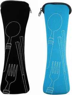 Bestektas voor reizen, 2 stuks (zwart en blauw)