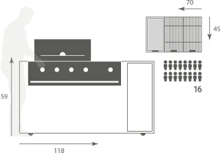 Boretti Ibrido Top Inbouwbarbecue gas/houtskool