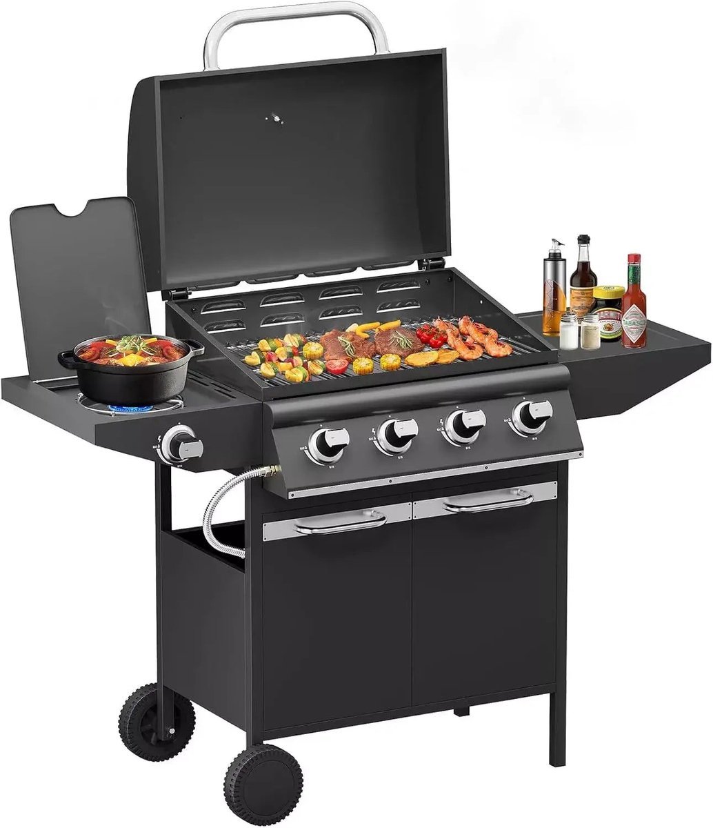 De BORVAT® Gasbarbecue Grillwagen 15kW 4+1 Branders in één oogopslag