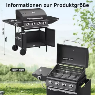 BORVAT® Gasbarbecue Grillwagen 15kW 4+1 Branders