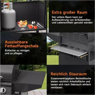 BORVAT® Gasbarbecue Grillwagen 15kW 4+1 Branders