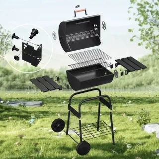 BORVAT® Houtskool BBQ Smoker Zwart