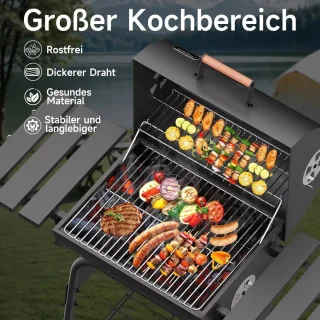 BORVAT® Houtskool BBQ Smoker Zwart