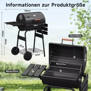 BORVAT® Houtskool BBQ Smoker Zwart