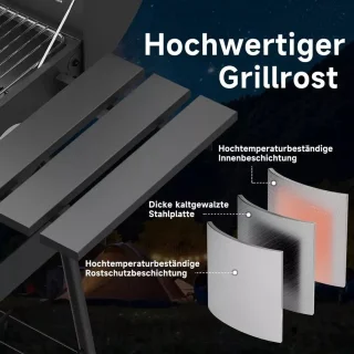 BORVAT® Houtskool BBQ Smoker Zwart