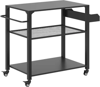 De Buitenkeuken BBQ Trolley – Hout & Metaal – Zwart in één oogopslag