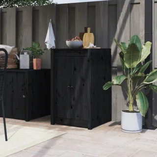 Buitenkeuken deuren massief grenenhout zwart 50x9x82 cm