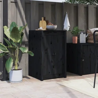 Buitenkeuken kastdeuren zwart 50x9x82 cm
