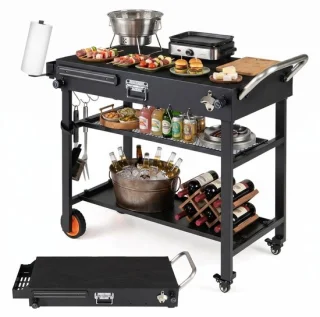 Buitenkeuken op wielen bbq-trolley