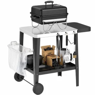 Buitenkeuken op wielen - BBQ-trolley - zwart
