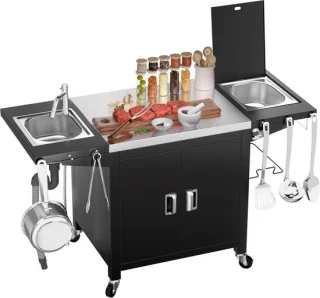Buitenkeuken trolley zwart