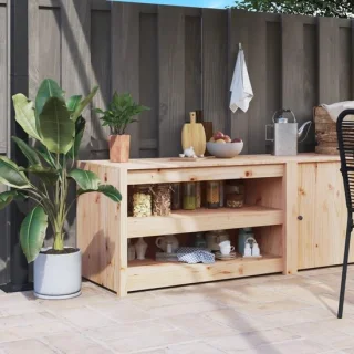 Buitenkeukenkast hout - opbergkast tuin - 106x55x64 cm - naturel