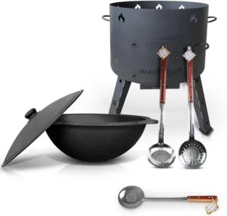 Buitenoven set vuurpot gietijzer 49 cm set 4
