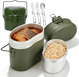 Camping kookset met maatbeker en bestek