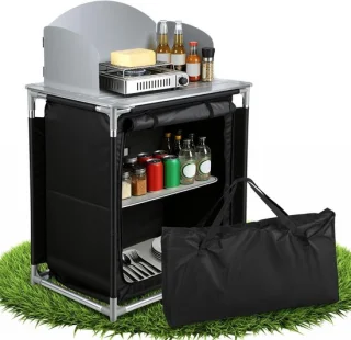 Campingkeuken kast - tentkast keukenbox - 80 x 76 x 56 cm - grijs