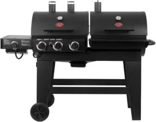 De Char-Griller Double Play gas/houtskoolbarbecue in één oogopslag