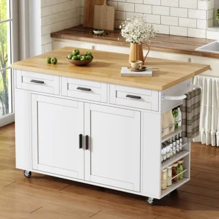 Covreo keukeneiland 120x70x84 cm wit, mdf