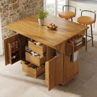 COVREO Keukeneiland 142,5x80x95 cm donkerbruin MDF