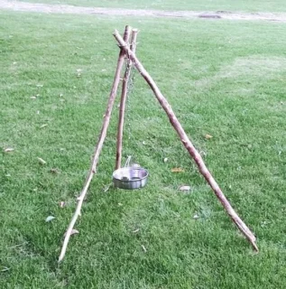 Draagbare camping tripod set van roestvrijstaal