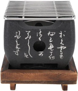 Draagbare mini tafelgrill met houten kader