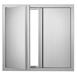 Dubbele inbouw toegangsdeur RVS 66 x 61 cm