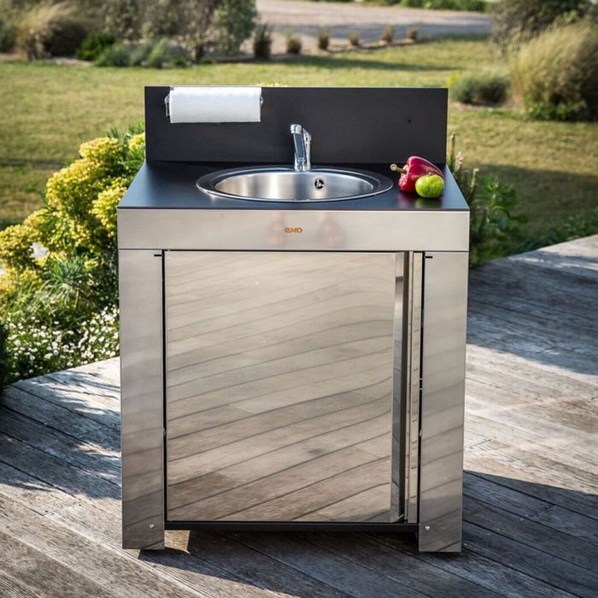 Wat vinden we goed aan de Eno Modulo Buitenkeuken 80 cm Inox HPL met Spoelbak