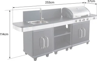 FIDGI 4 Gasbarbecue Set met Dressoir en Aanrecht