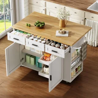FloraGrace mobiele buitenkeuken naturel wit