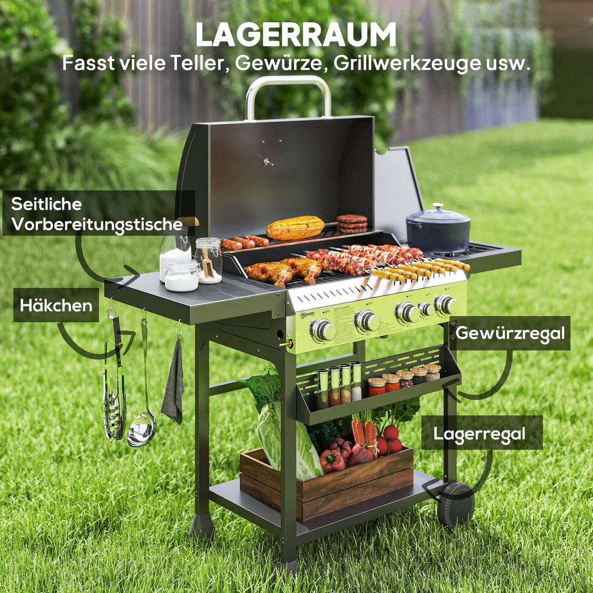 Wat vinden we goed aan de Gas BBQ 5 branders 135x55x103 cm