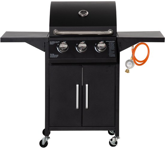 Gasbarbecue Zwart 3 Branders Met Slang en Thermometer review