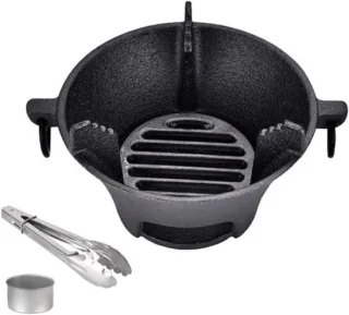 Gietijzeren houtskoolgrill - 255 x 255 x 115 cm - zwart