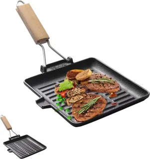 Gietijzeren steakpan - Vierkante grillpan 20 x 20 cm