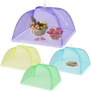 Herbruikbare pop-up mesh tent voedselbeschermers, 4 stuks, 47 inch
