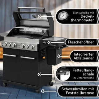Volwaardige buitenkeuken: 4-branders gasbarbecue voor serieuze grillers
