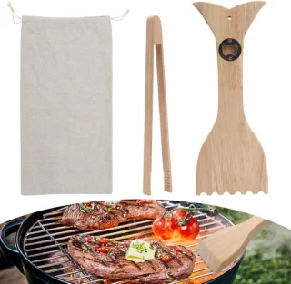 Houten BBQ grill schraper met flesopener