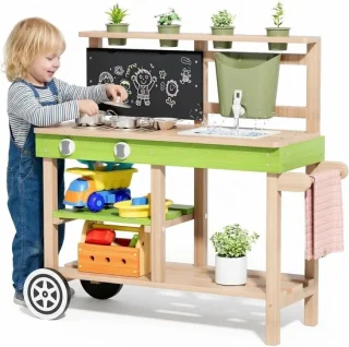 Houten buitenspeelkeuken voor kinderen, 88,5 x 33,5 x 85 cm