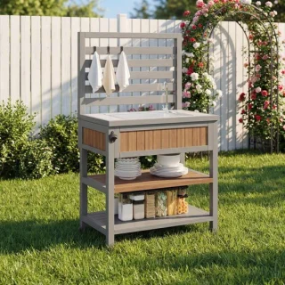 Houten Tuinkast Buitenkeuken 80 x 51 x 148,5 cm Houtkleur