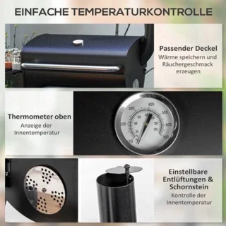 Houtskoolgrill smoker zwart